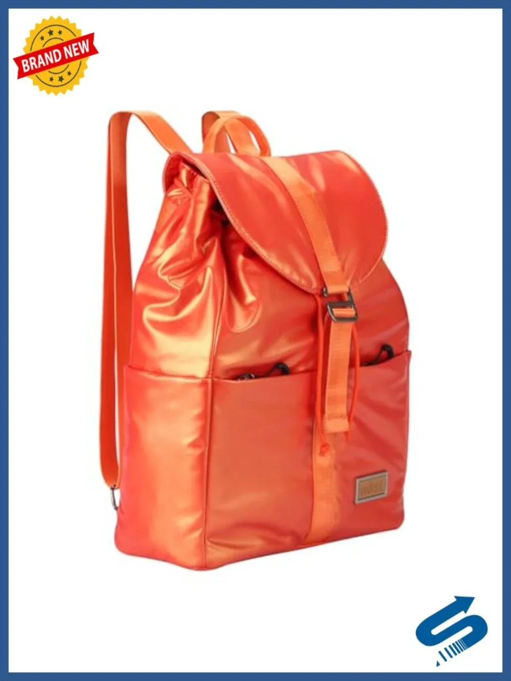 Metallic Shiny Puffer Backpack with Drawstring, Waterproof Daypack with Laptop
